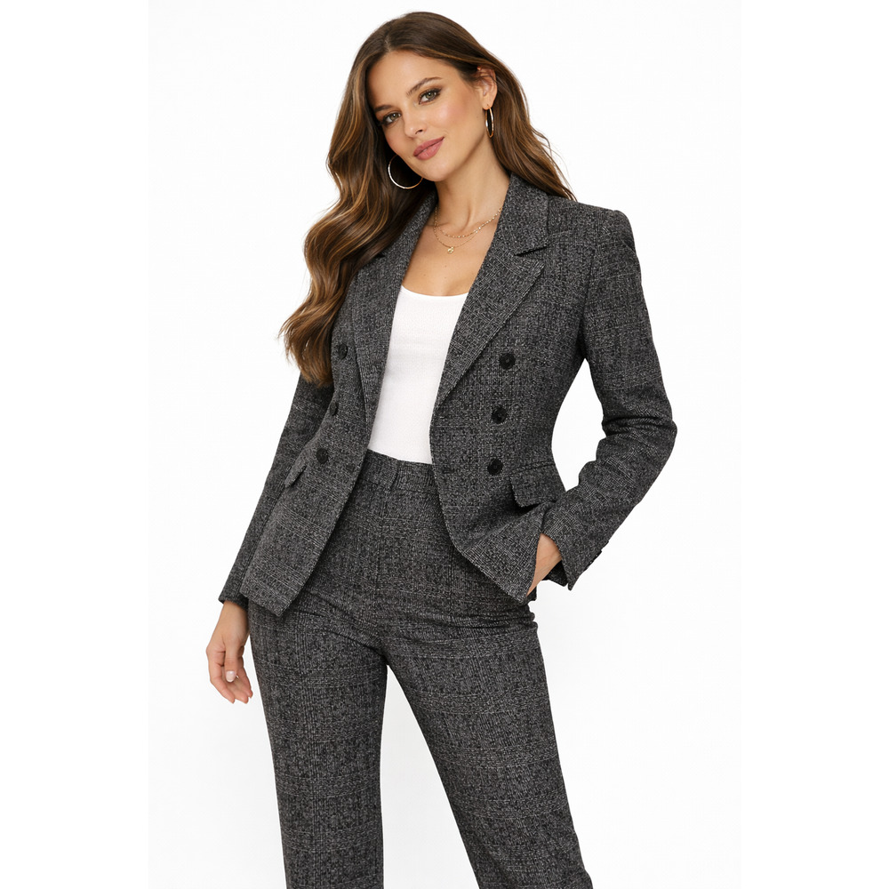 White House Black Market Charcoal Gray Double-Breasted Blazer